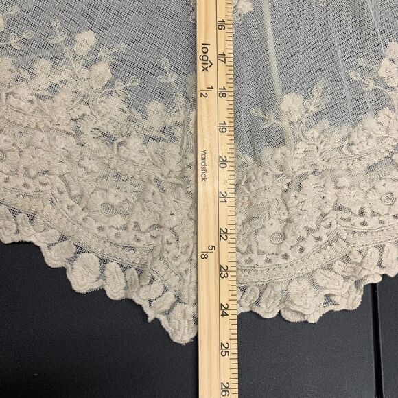 XCVI Womens Mesh Floral Tunic Embroidered Sheer Beige Boho Fairy Cottage Core - Picture 13 of 13